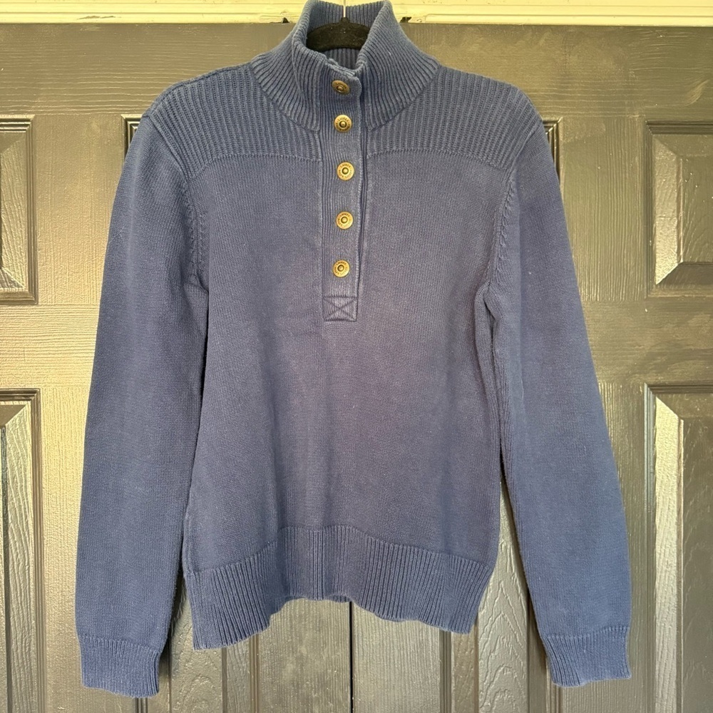 Lauren RALPH LAUREN funnel neck, snap metal button, 100% cotton Navy XL